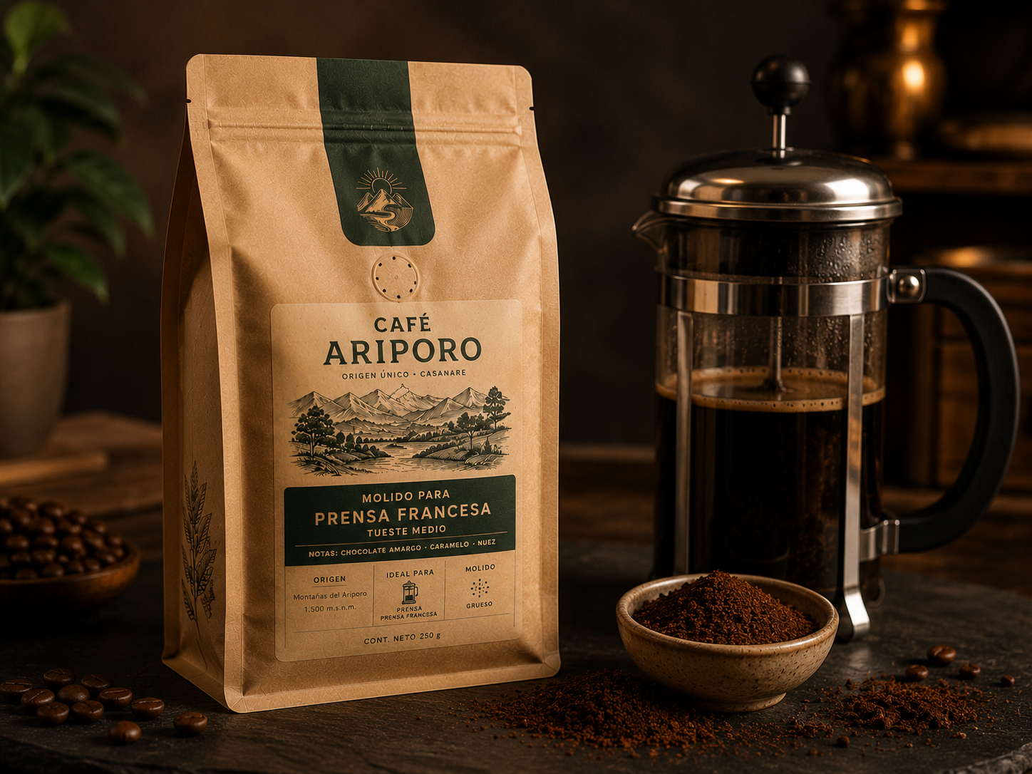 Café Tostado Natural 250g — café artesanal de Paz de Ariporo, Casanare